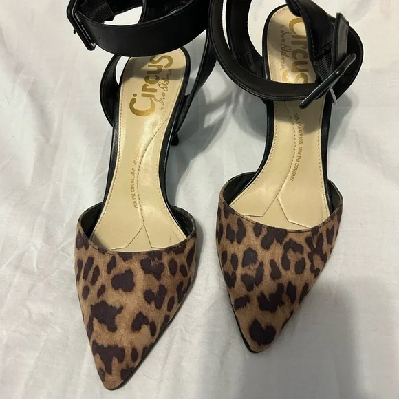 Circus Sam Edelman Tabitha Leopard Brown and Black Pointed Toe Heels size 7 - Picture 4 of 10
